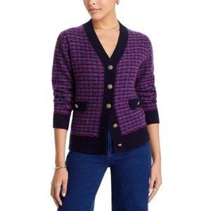 C by Bloomingdale's Cashmere Tweed Contrast Trim Cardigan - NWT Medium